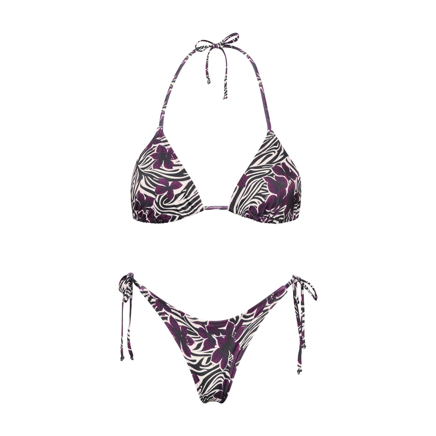 Bruna triangle bikini by IONI Swim in deep burgundy print
